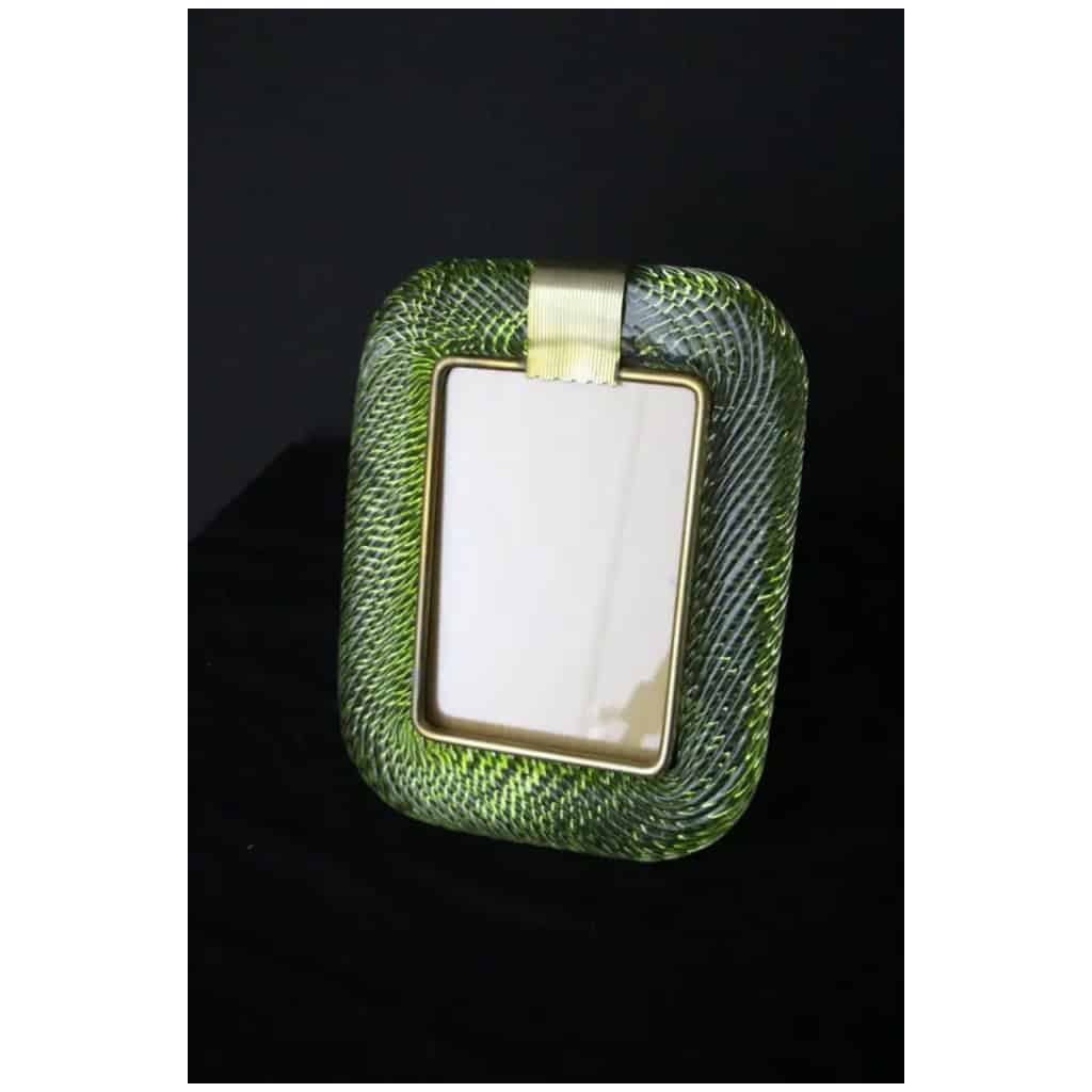 2000s photo frame in olive green twisted Murano glass and brass from Barovier e Toso 13