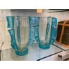 Paire de grands vases en verre de Murano doré et bleu turquoise par Costantini 40