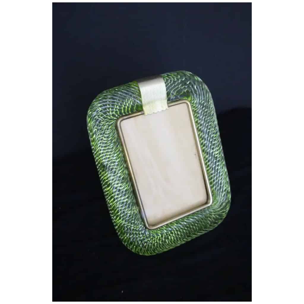 2000s photo frame in olive green twisted Murano glass and brass from Barovier e Toso 4