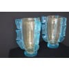 Paire de grands vases en verre de Murano doré et bleu turquoise par Costantini 23