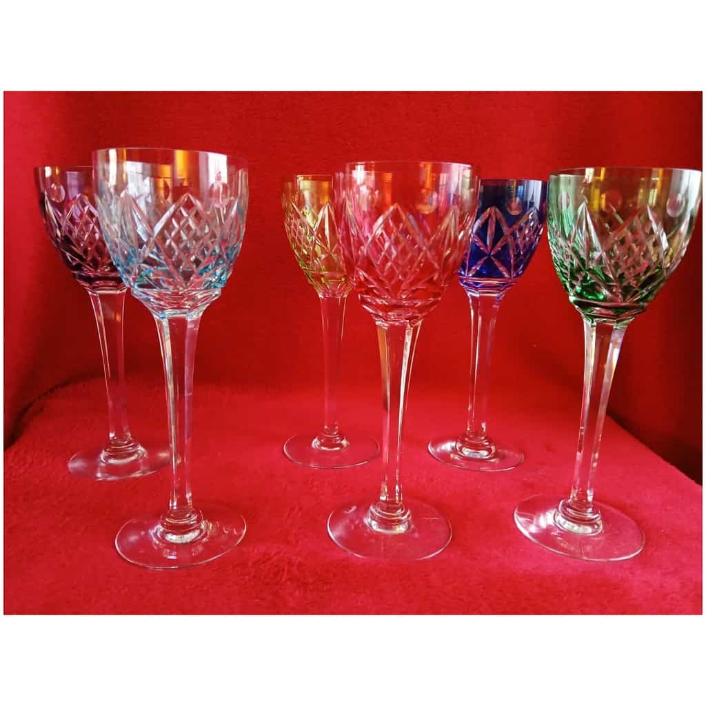 Set of 6 large colored glasses Roemer cristallerie de Lorraine 4