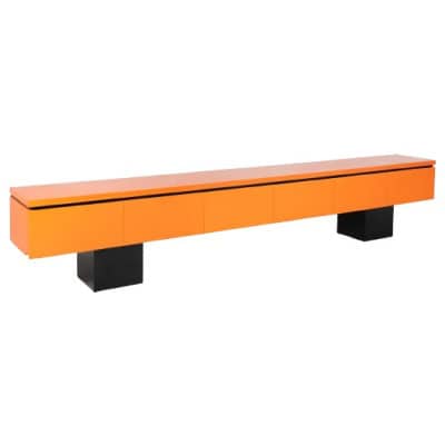 Large sideboard in orange lacquer. Work from the 1960s. 3