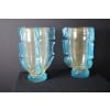 Paire de grands vases en verre de Murano doré et bleu turquoise par Costantini 25