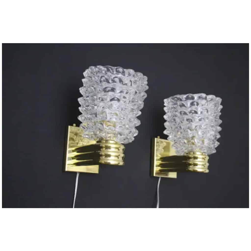 Paire d’appliques en verre de Murano Rostrato dans le style de Barovier 6