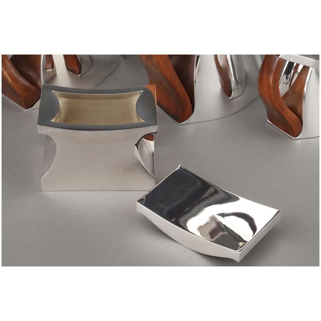 PIERRE CARDIN – 4-PIECE STERLING SILVER TEA AND COFFEE SERVICE FUTURISTIC MODEL 22th century XNUMX