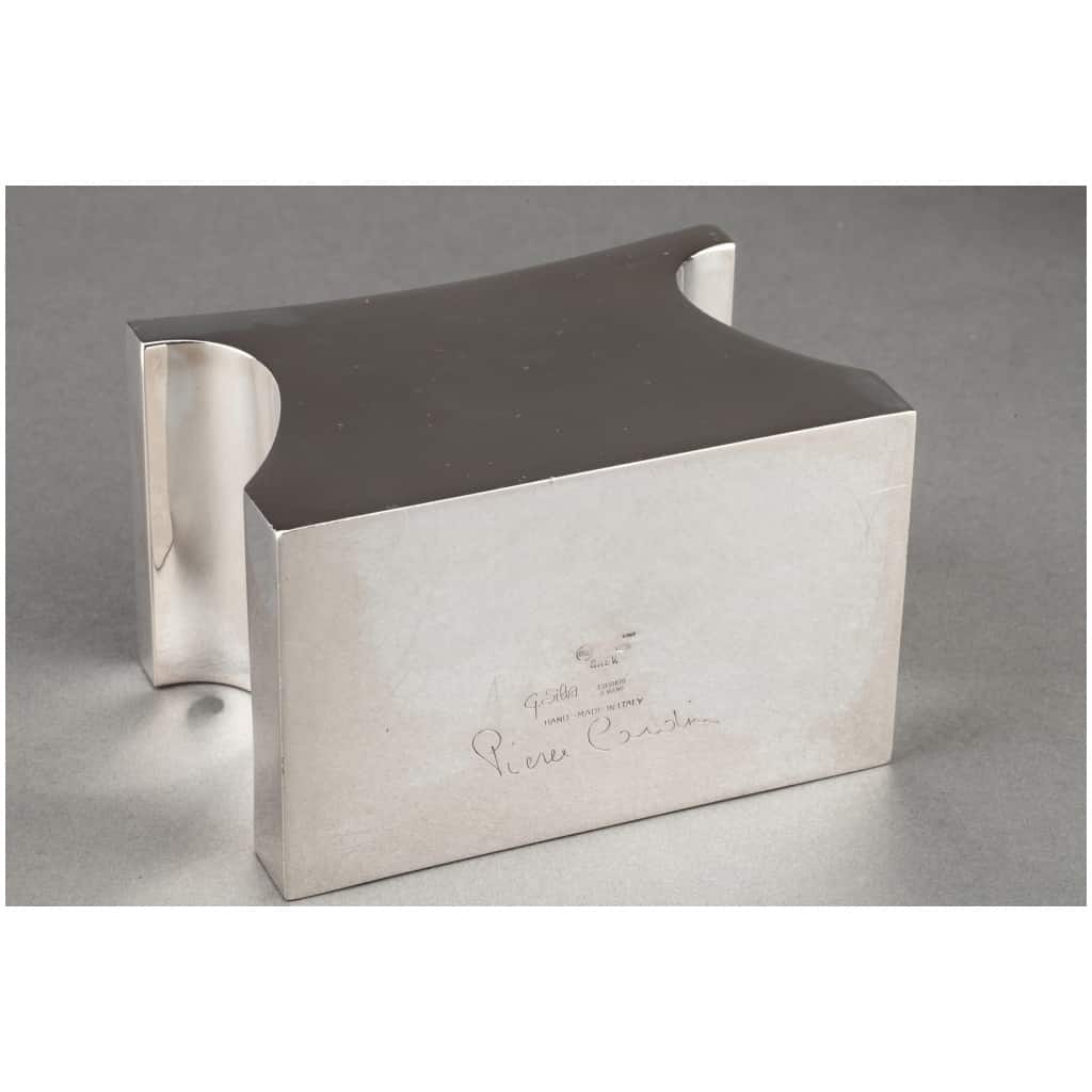 PIERRE CARDIN – 4-PIECE STERLING SILVER TEA AND COFFEE SERVICE FUTURISTIC MODEL 30th century XNUMX