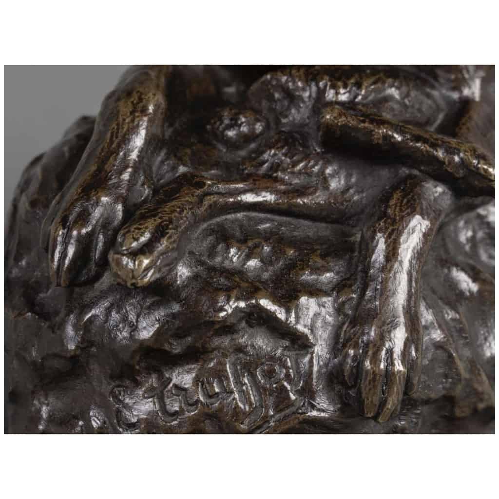 Sculpture – Dog With Hare, Émile – Louis Truffot (1843-1896) – Bronze 10