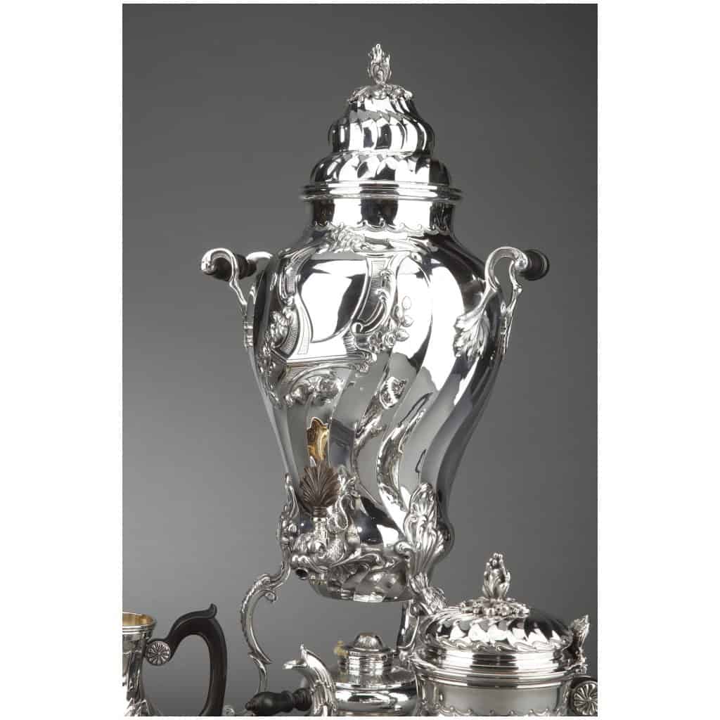 GOLDsmith BOIN TABURET – 4-PIECE TEA/COFFEE SERVICE IN STERLING SILVER AND ITS SAMOVAR IN SILVER METAL XIXÈ 12