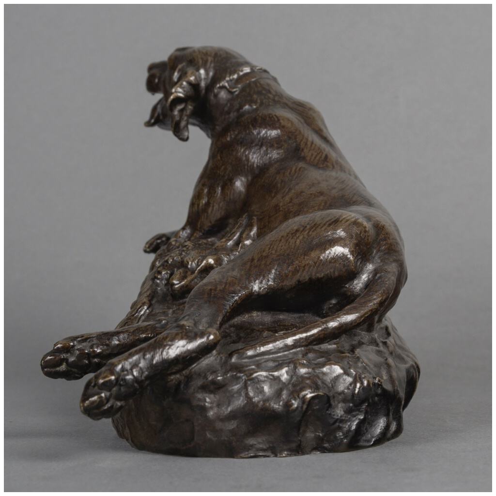 Sculpture – Dog With Hare, Émile – Louis Truffot (1843-1896) – Bronze 9