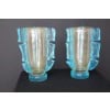 Paire de grands vases en verre de Murano doré et bleu turquoise par Costantini 27