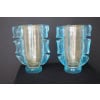 Paire de grands vases en verre de Murano doré et bleu turquoise par Costantini 28