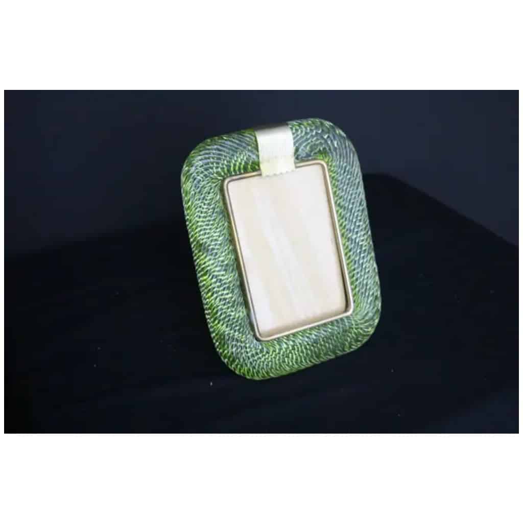 2000s photo frame in olive green twisted Murano glass and brass from Barovier e Toso 10