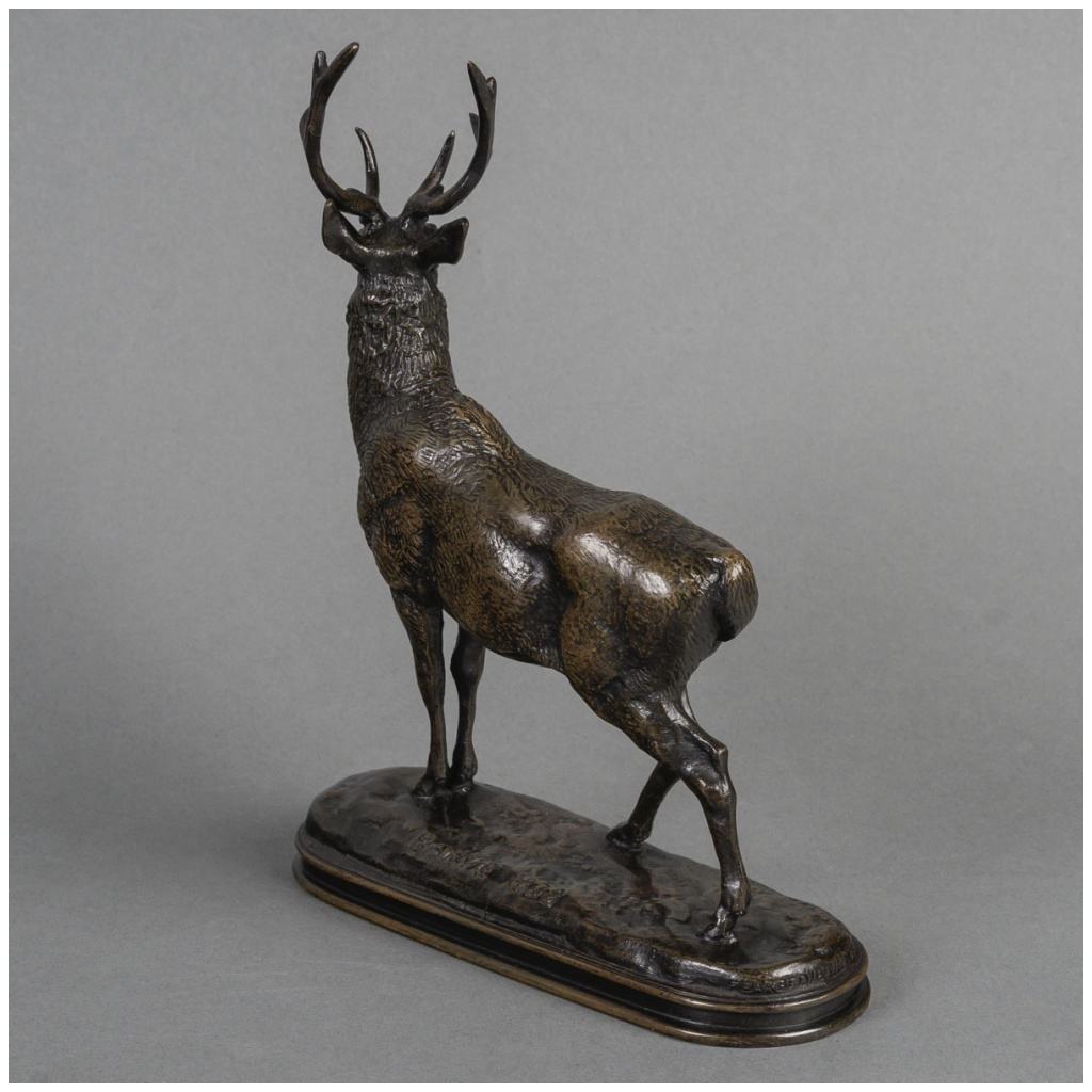 Sculpture – Listening deer 1838, Antoine-Louis Barye (1795-1875) – Bronze 8