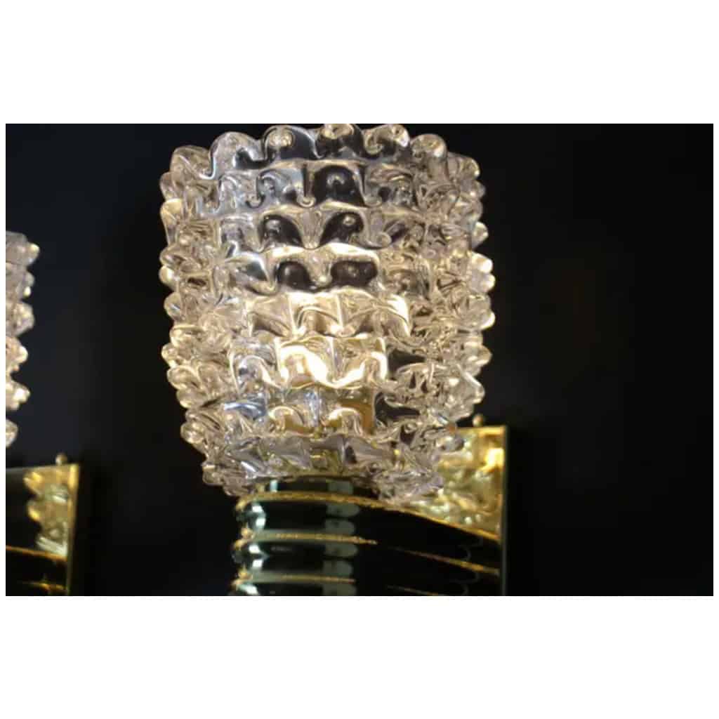 Paire d’appliques en verre de Murano Rostrato dans le style de Barovier 11