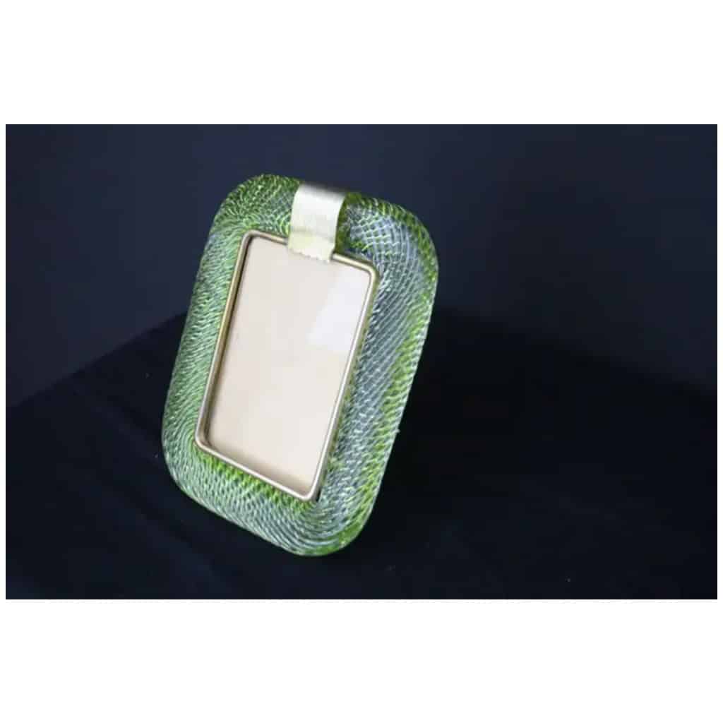 2000s photo frame in olive green twisted Murano glass and brass from Barovier e Toso 11