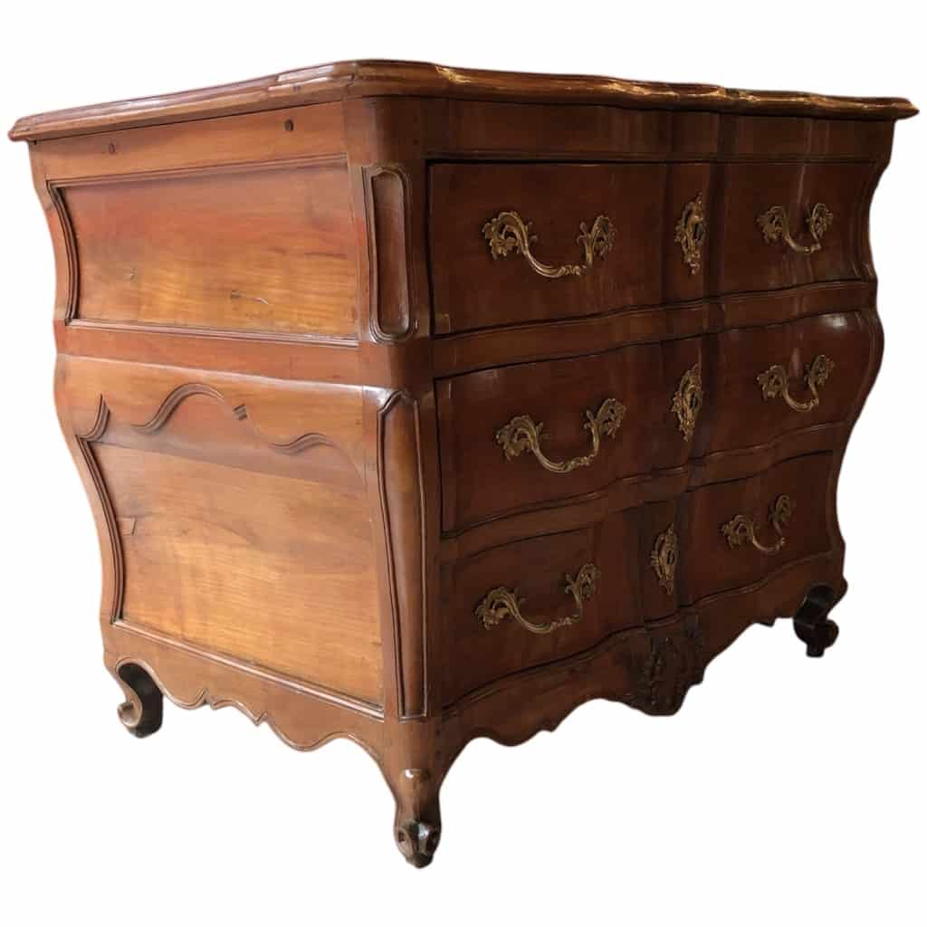 Commode Bordelaise Louis XV Arbalète 18è Siècle En Bois Fruitier Mouluré Et Sculpté 3 Tiroirs 15