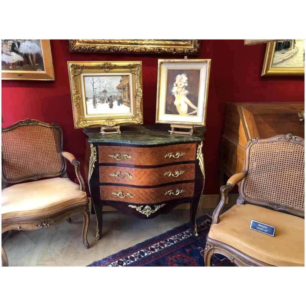 Louis XV Style Commode Opening With Three Drawers Marble Top 9