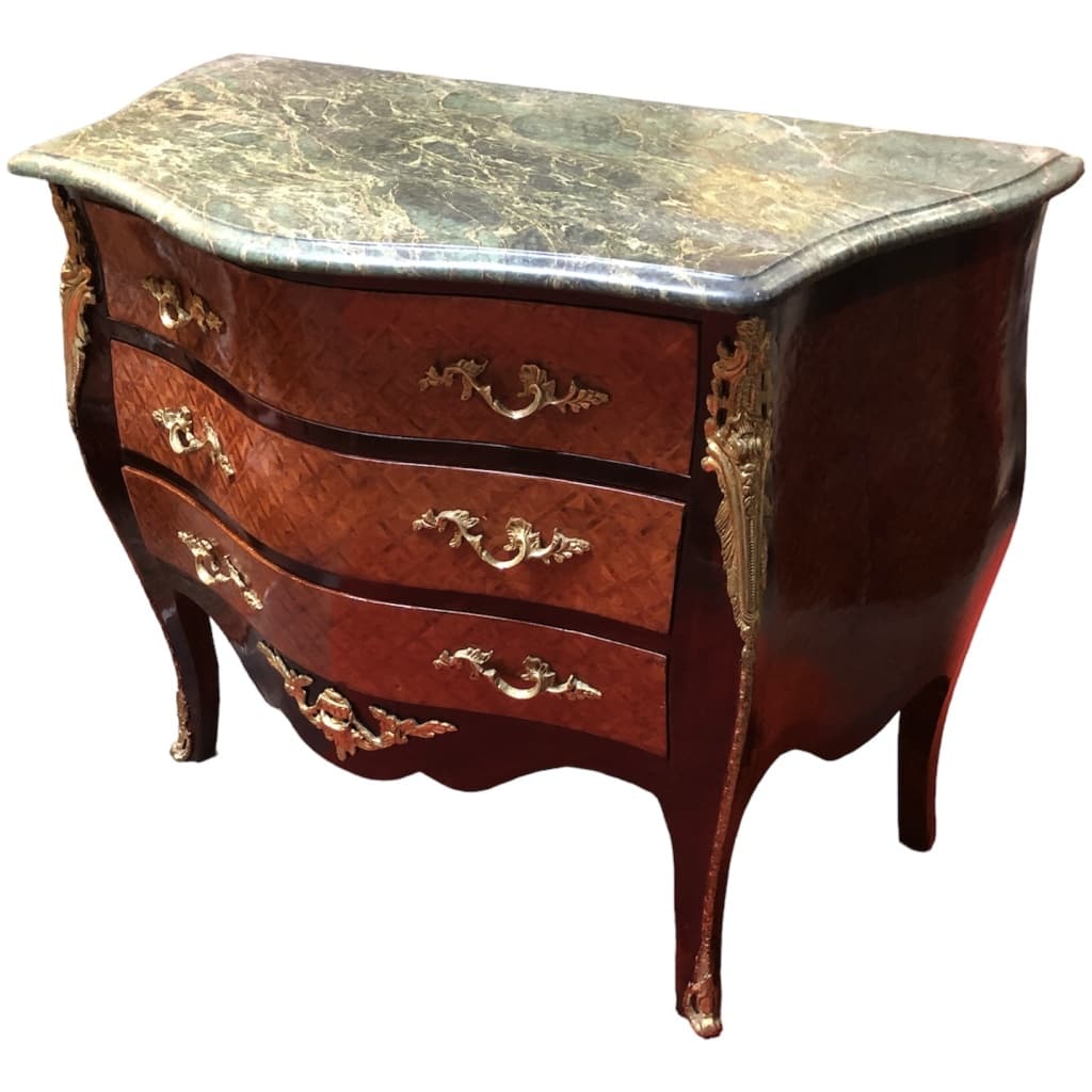 Louis XV Style Commode Opening With Three Drawers Marble Top 5