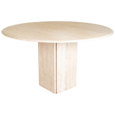 1970 Round travertine table Model Dolmen by Roche Bobois