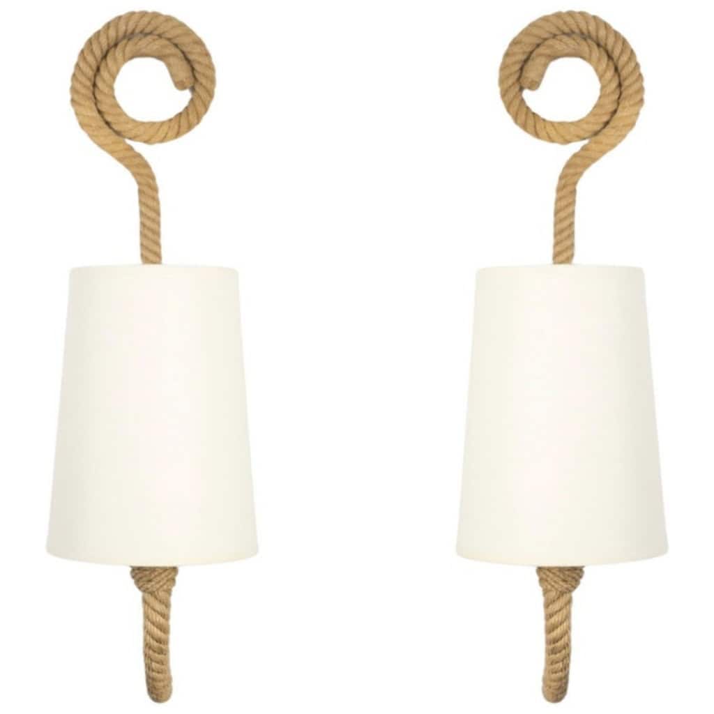 1950 Pair of rope sconces by Adrien Audoux & Frida Minet 3