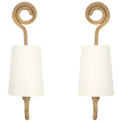 1950 Pair of rope sconces by Adrien Audoux & Frida Minet