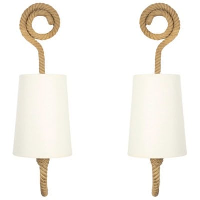 1950 Paire d’appliques en corde par Adrien Audoux & Frida Minet
