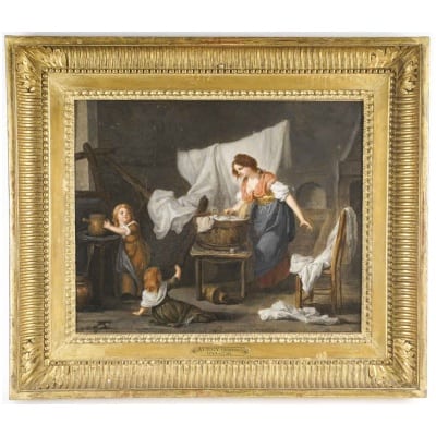 Etienne Aubry (1745-1781)-Jeune mère Et Ses Enfants