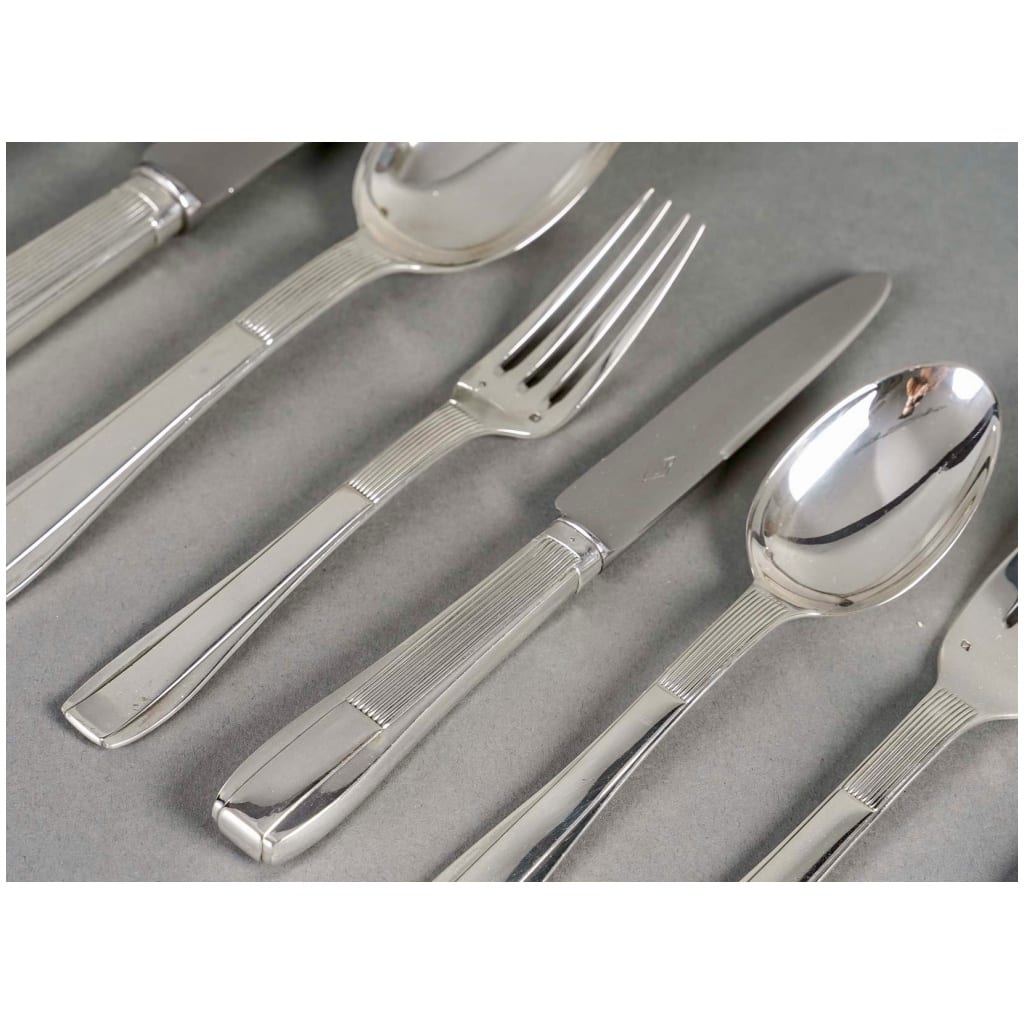 Puiforcat – Art Deco Nice Sterling Silver Cutlery Set – 192 Pieces 7