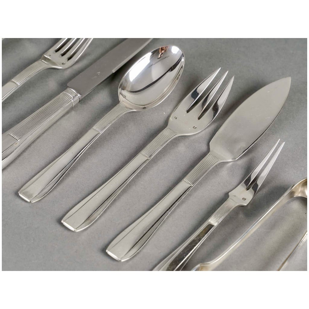 Puiforcat – Art Deco Nice Sterling Silver Cutlery Set – 192 Pieces 8