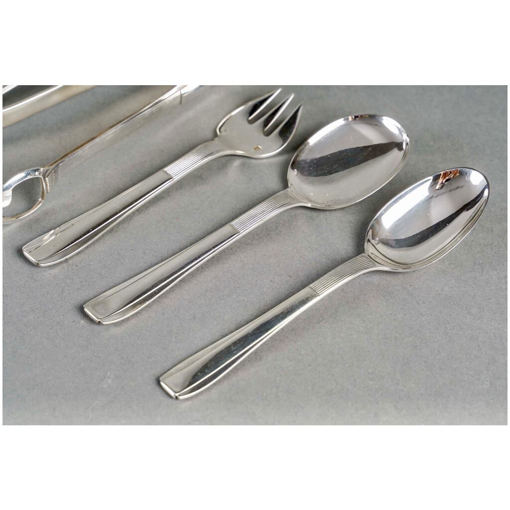 Puiforcat – Art Deco Nice Sterling Silver Cutlery Set – 192 Pieces 10