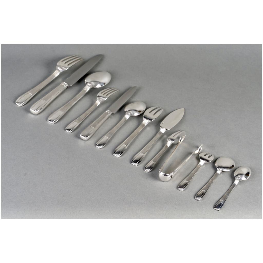 Puiforcat – Art Deco Nice Sterling Silver Cutlery Set – 192 Pieces 4