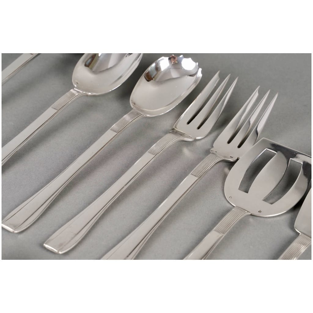Puiforcat – Art Deco Nice Sterling Silver Cutlery Set – 192 Pieces 15