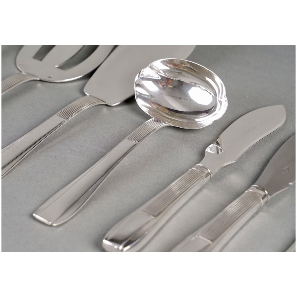 Puiforcat – Art Deco Nice Sterling Silver Cutlery Set – 192 Pieces 18