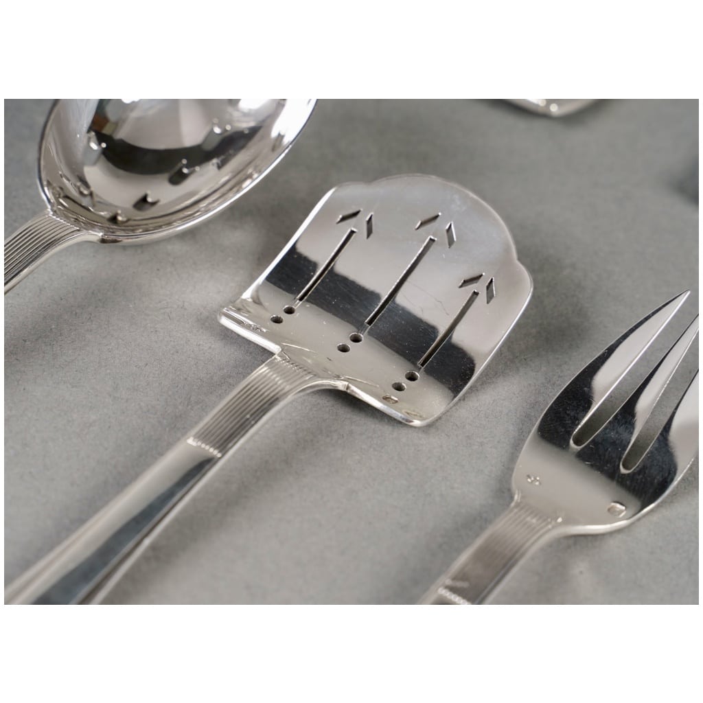 Puiforcat – Art Deco Nice Sterling Silver Cutlery Set – 192 Pieces 16