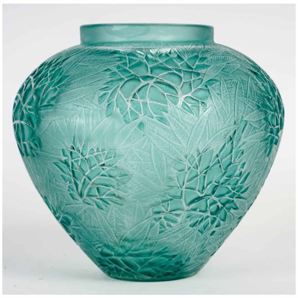 1923 René Lalique – Estérel Vase White Glass Patinated Turquoise 3