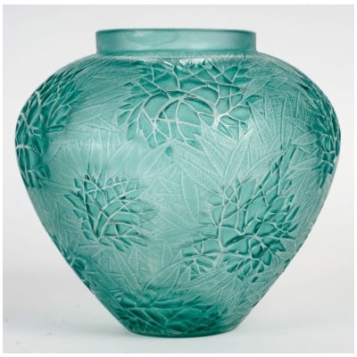 1923 René Lalique – Vase Estérel Verre Blanc Patiné Turquoise 3