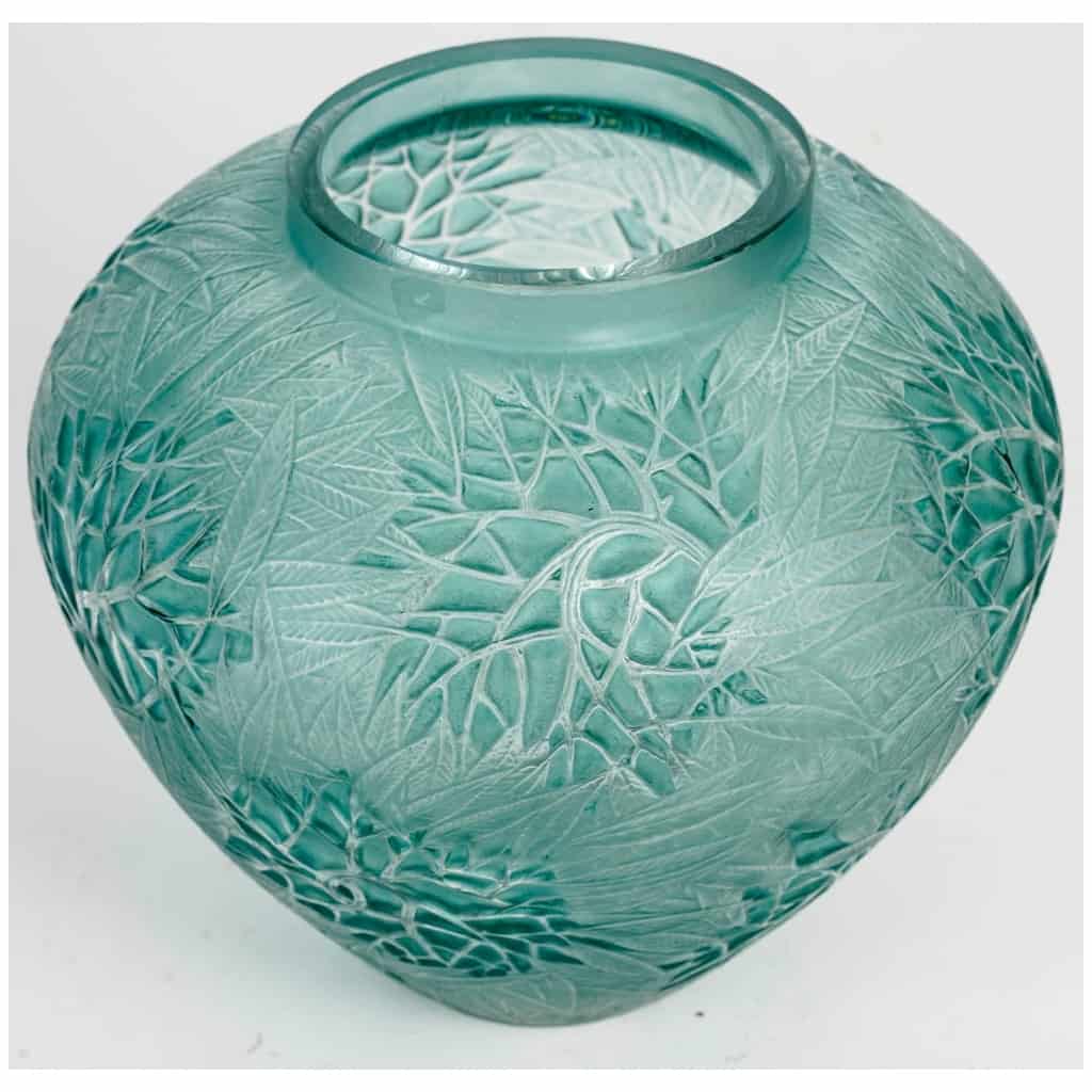 1923 René Lalique – Estérel Vase White Glass Patinated Turquoise 5