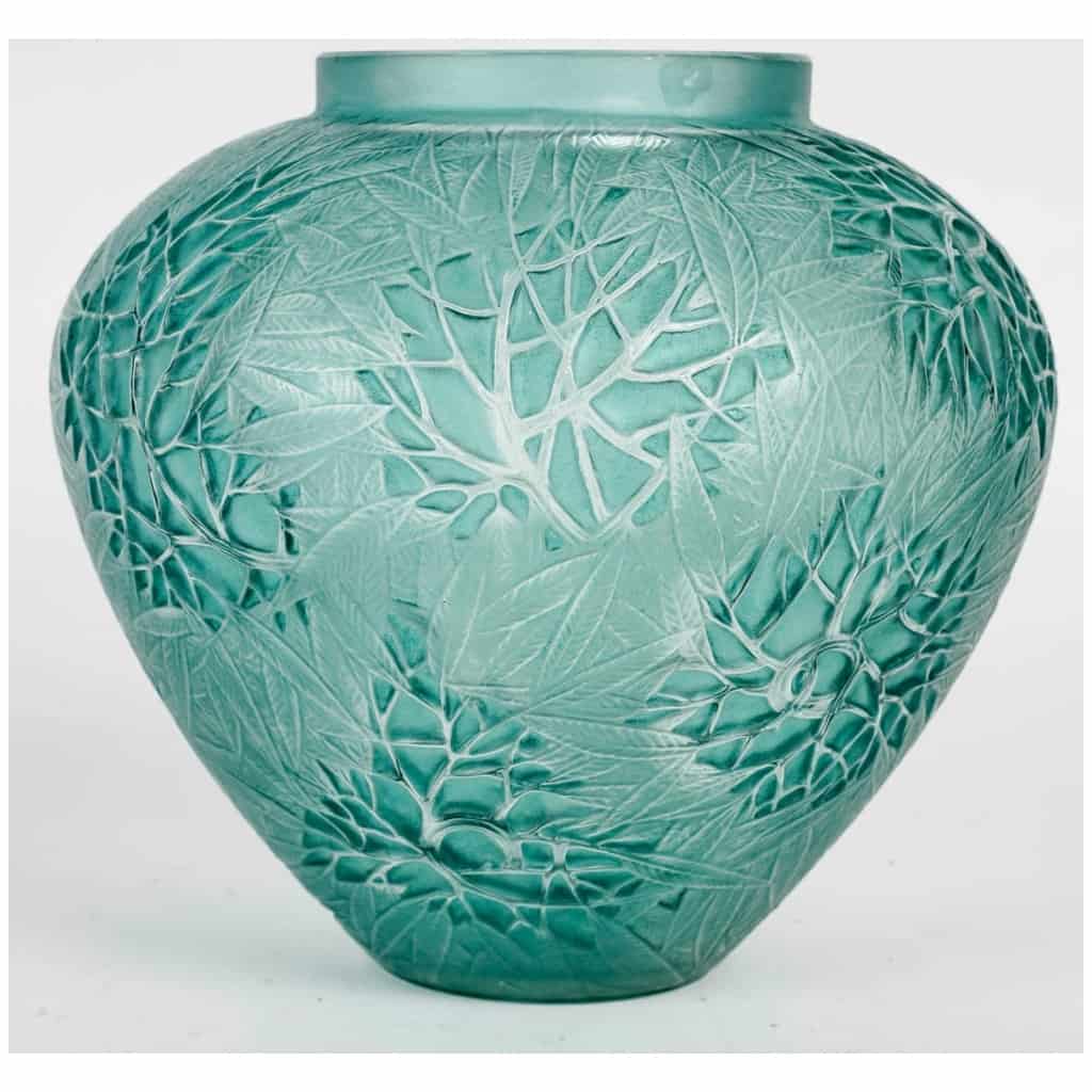 1923 René Lalique – Estérel Vase White Glass Patinated Turquoise 4
