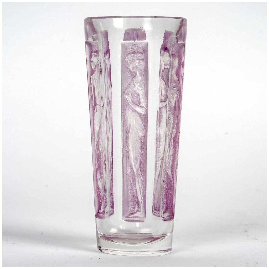 1911 René Lalique – Glass Goblet Six Figures White Glass With Pink Patina 4