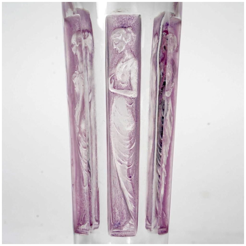1911 René Lalique – Glass Goblet Six Figures White Glass With Pink Patina 6