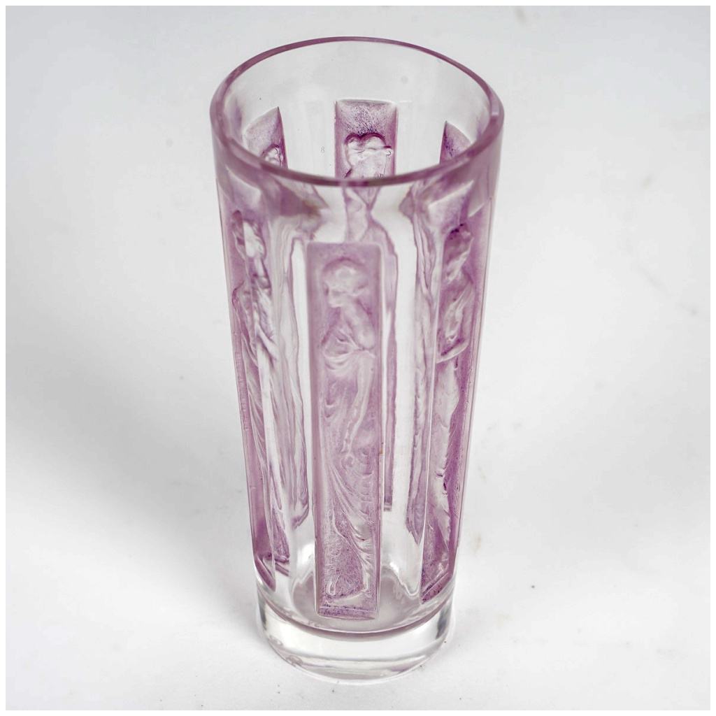 1911 René Lalique – Glass Goblet Six Figures White Glass With Pink Patina 5