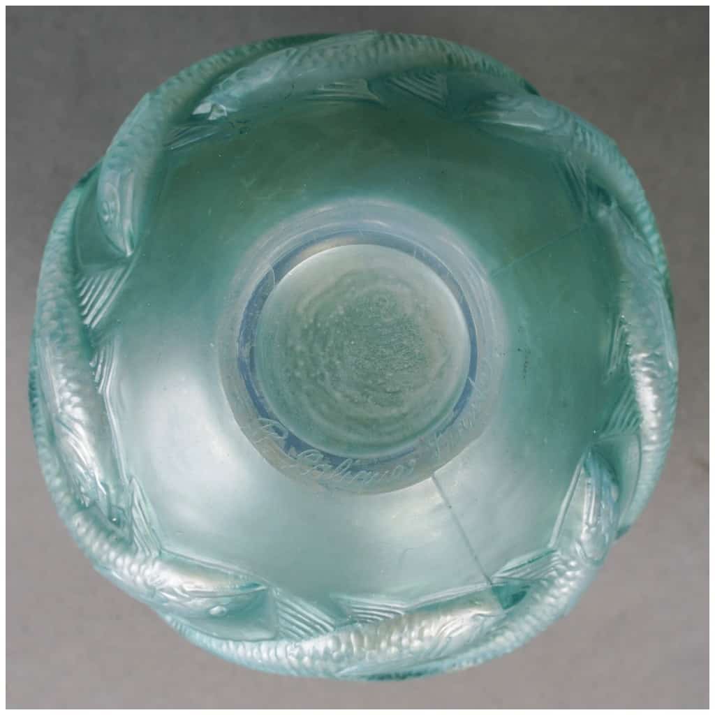 1927 René Lalique – Oléron Vase Green Patinated Opalescent Glass 7