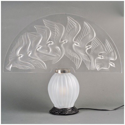 1990 Marie Claude Lalique – Lampe Hokkaido Cristal Blanc 3