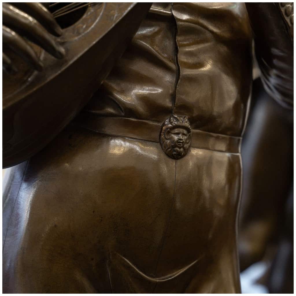Sculpture – The Florentine Singer, Paul Dubois (1829-1905) – Bronze 9