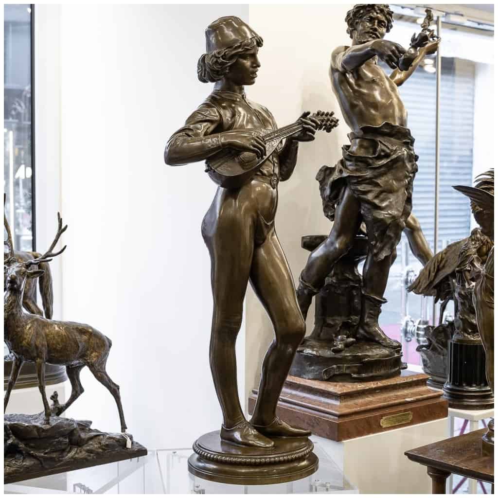 Sculpture – The Florentine Singer, Paul Dubois (1829-1905) – Bronze 6