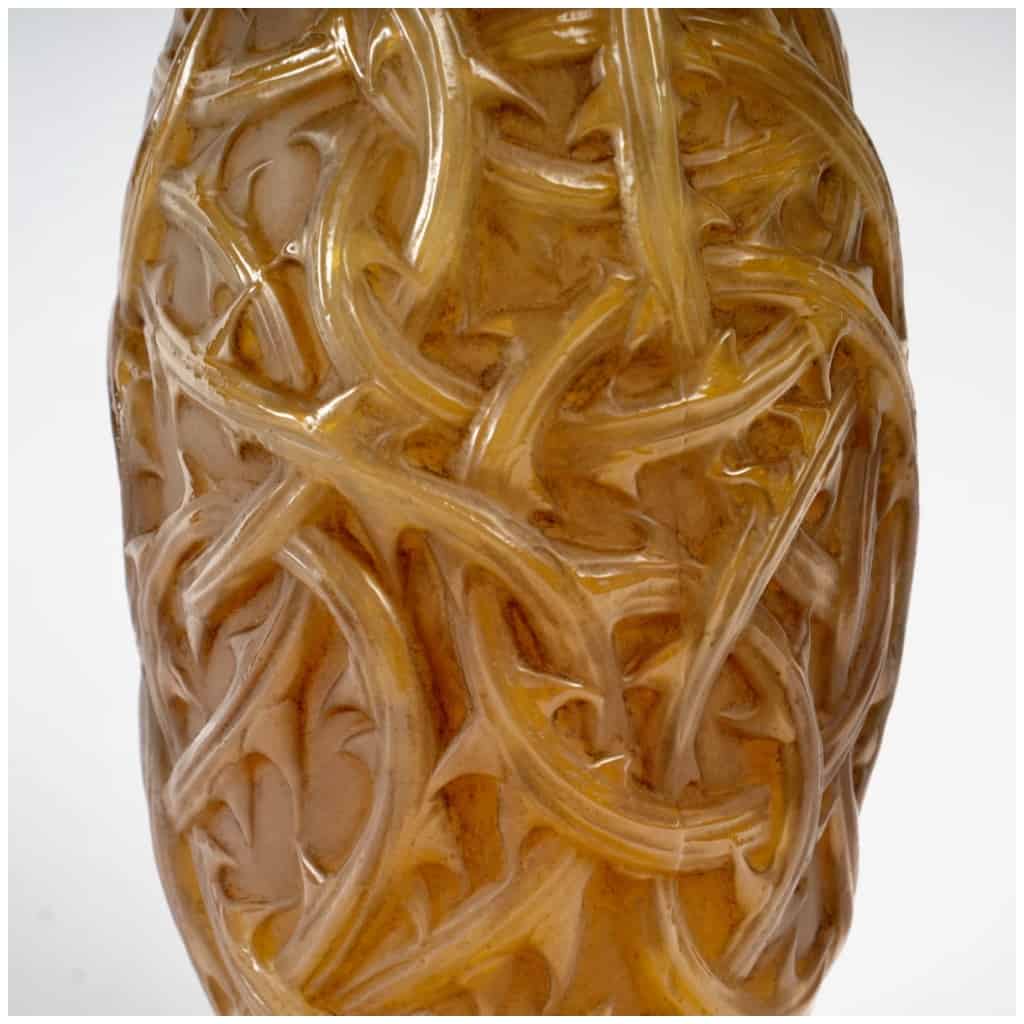 1921 René Lalique – Vase Ronces Verre Butterscotch Patiné Gris 5
