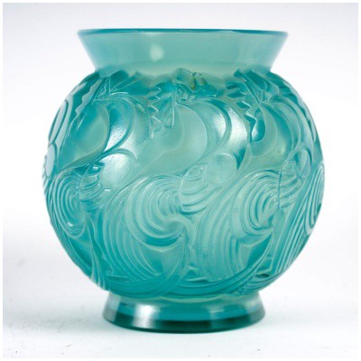 1931 René Lalique – Le Mans Vase Turquoise Glass 3