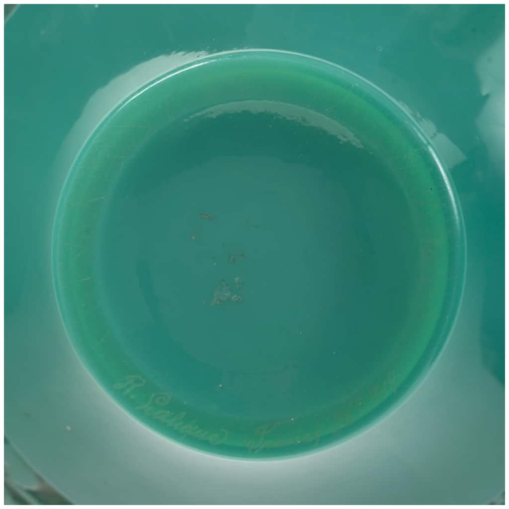 1924 René Lalique – Aras Vase Jade Green Glass Patinated Gray 11