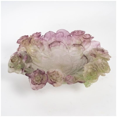 Daum France – Pink and Green Crystal Rose Cup