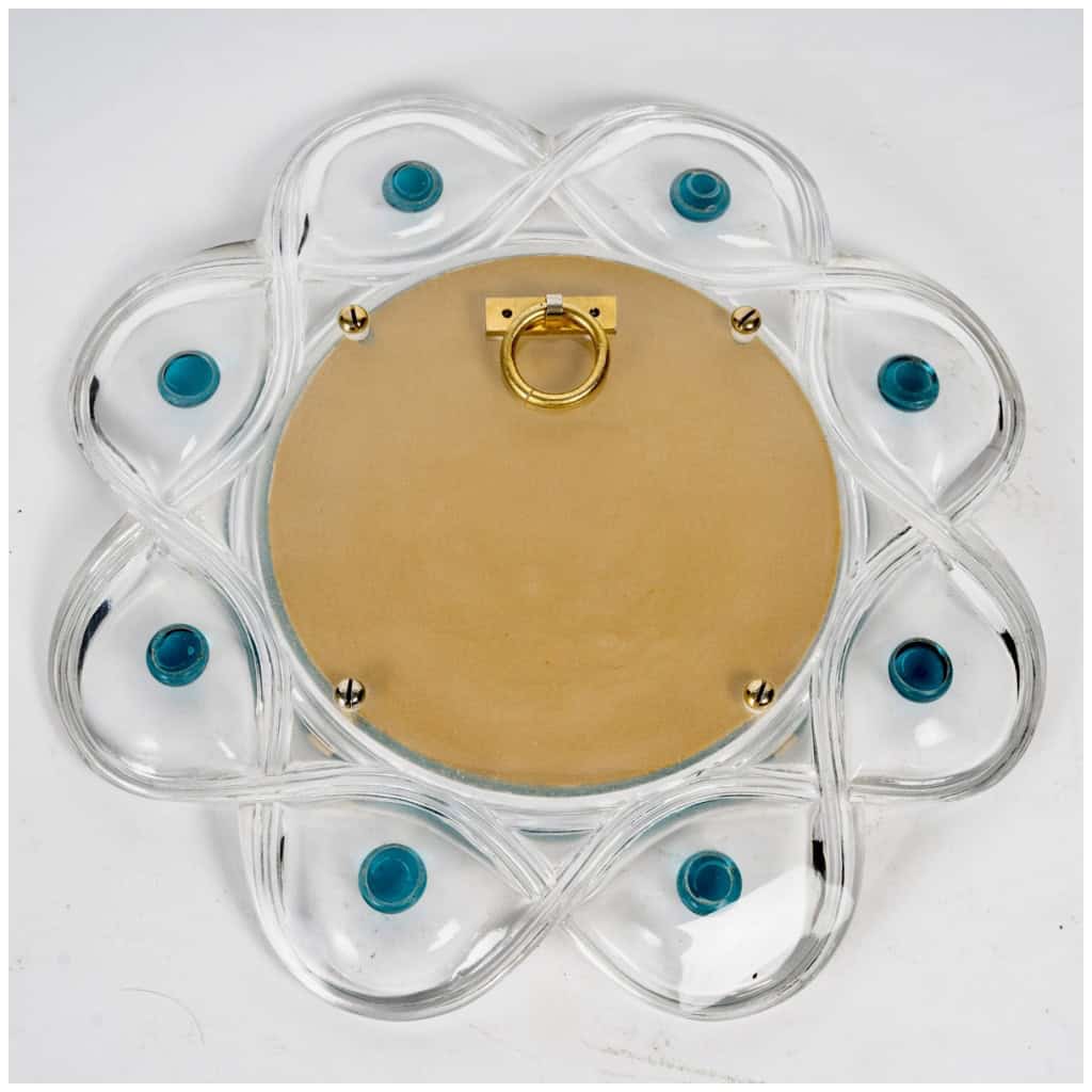 1950 Marc Lalique – Miroir Floride Cristal Blanc Et Turquoise 5